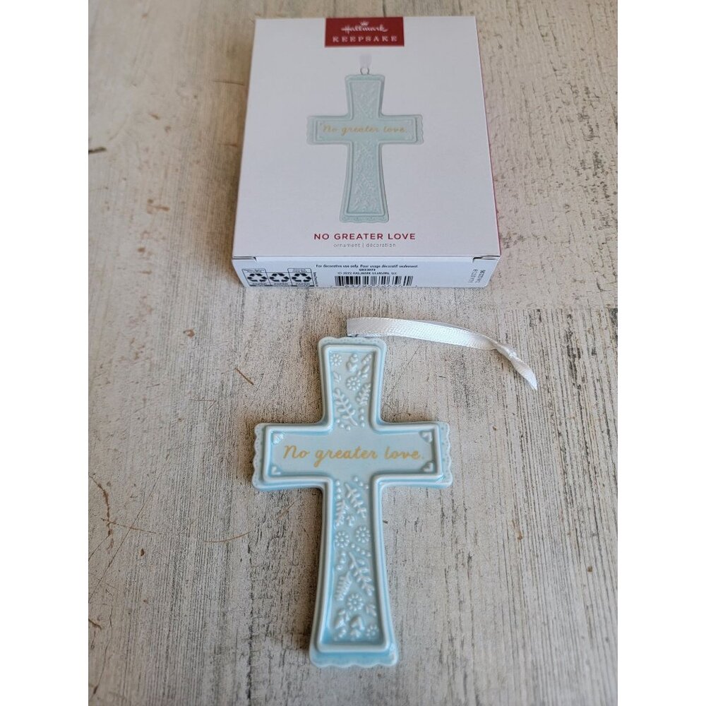 Hallmark No Greater Love Blue Cross ornament Xmas‎ religious